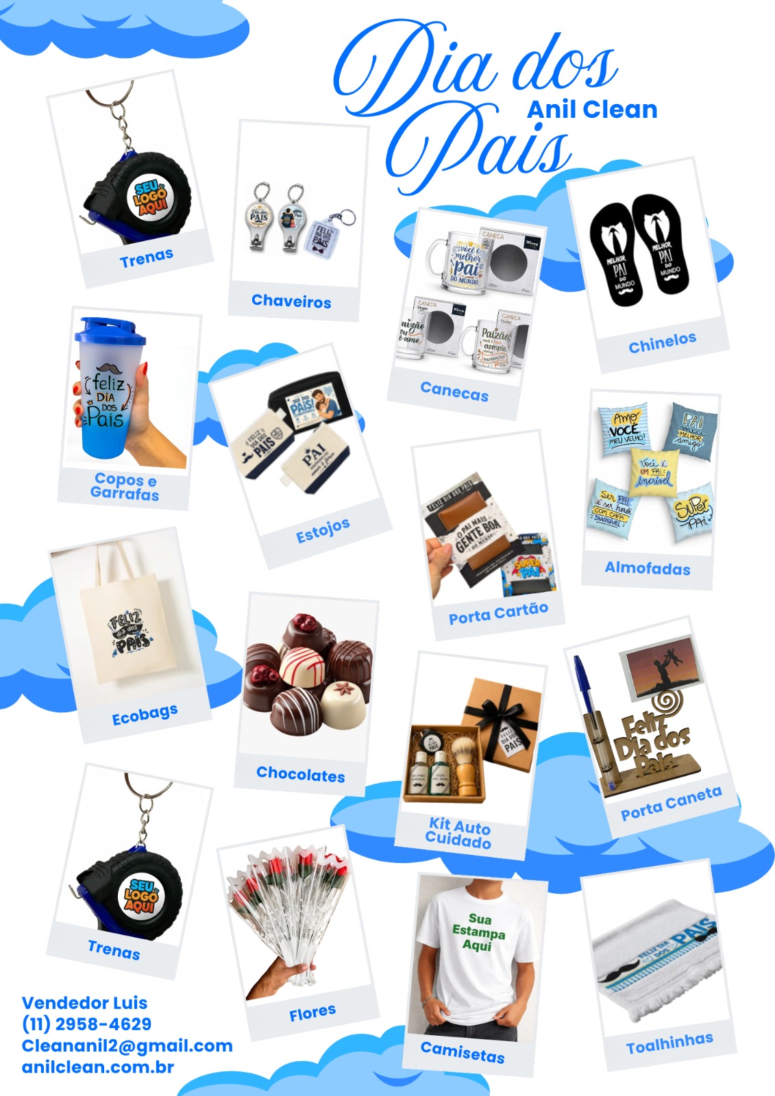 Dia dos Pais — canecas, chaveiros, camisetas e presentes personalizados